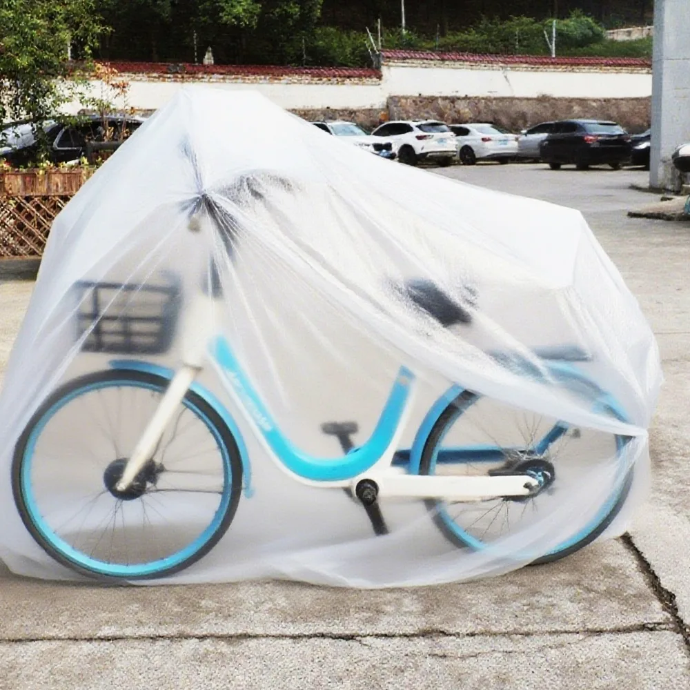 2pcs Clear Plastic Bicycle Cover Waterproof Dustproof Outdoor Protector Foldable Thicken Rain Cover for Mountain Bike Road Bike
