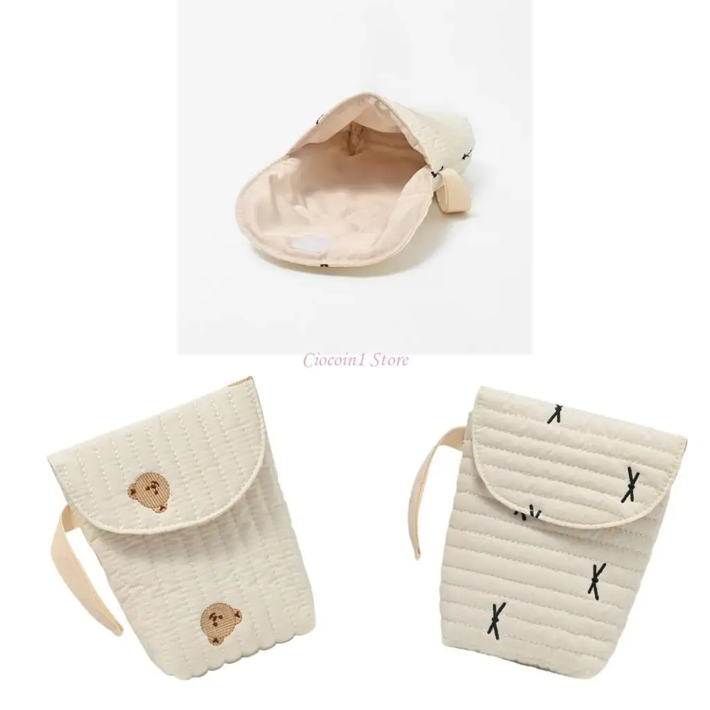 

Y1UB Multifunctional Cotton Diaper Case Handbag with Delicate Embroidery