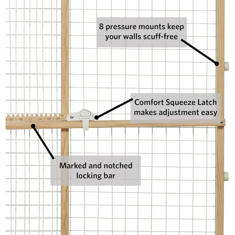 بوابة أمان للحيوانات الأليفة بشبكة سلكية، بوابة للكلاب تتوسع بعرض 29 - 50 بوصة، بطول 44 بوصة، خشب، مطلي بالمسحوق #5