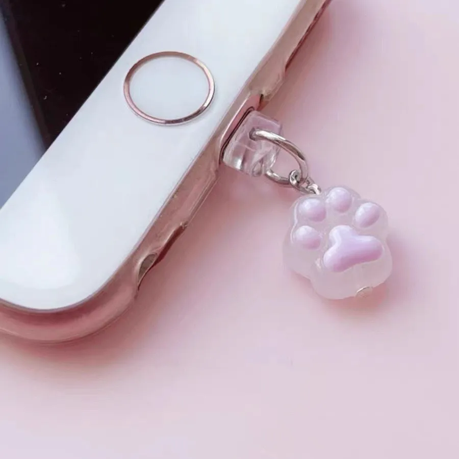 

Прозрачная корейская заглушка для телефона в форме кошачьей лапки, заглушка для зарядного порта, подвеска Type-C USB-C, подходит для DIY украшения телефона