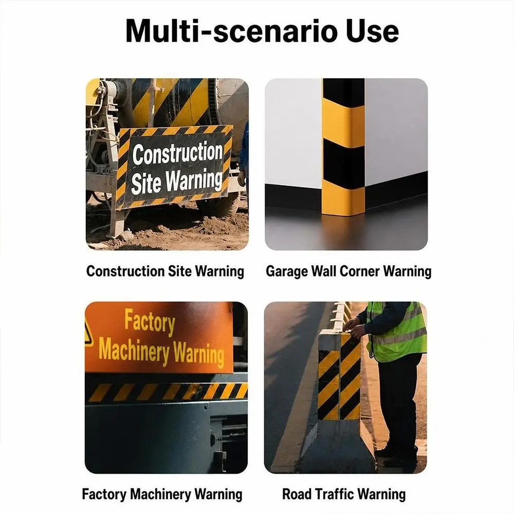 2M Garage Wall Guard Anti-collision Self-adhesive Car Door Corner Protection Sticker Thickened Black&Yellow Color