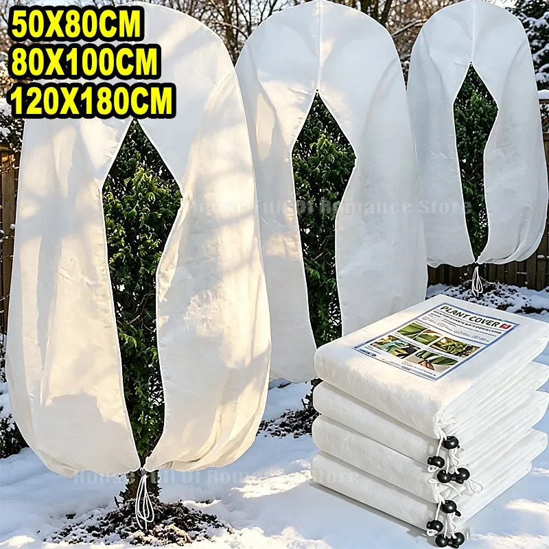 Winter Plant Cold-proof Cover Plant Protection and Warmth Covers Drawstring Zipper Fixed Non-woven Fabric Casing Outdoors Garden