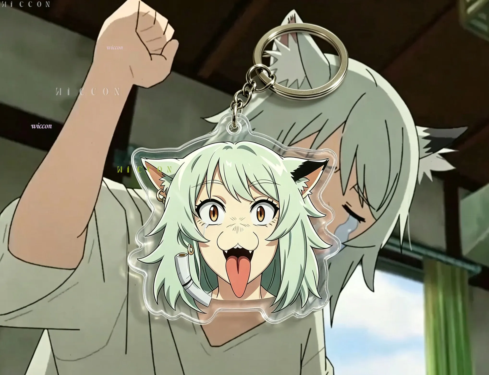 Chainsmoker Cat Keychain Yaniko Satou Manga 5cm Acrylic Anime Keychain Cute Cartoon Pendant Decor Backpack Handbag Accessories view 2