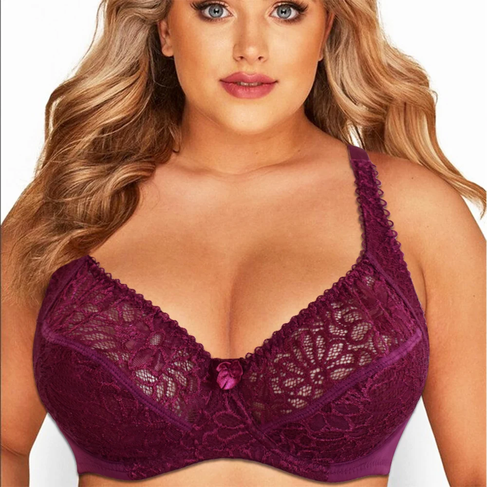 12 Colors Plus Size C D DD E F Large Cup Bras For Women Brassiere Sexy Lace Exquisite Lingerie Femme Underwear BH Tops