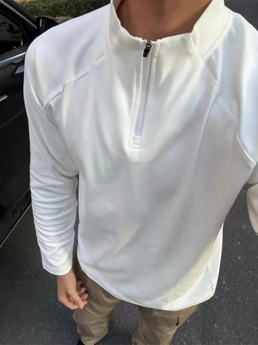 Men's Fitness Training Clothes Long Sleeve Spring Summer Half Zipper Stand Collar Running Breathable Half Zip T-Shirt