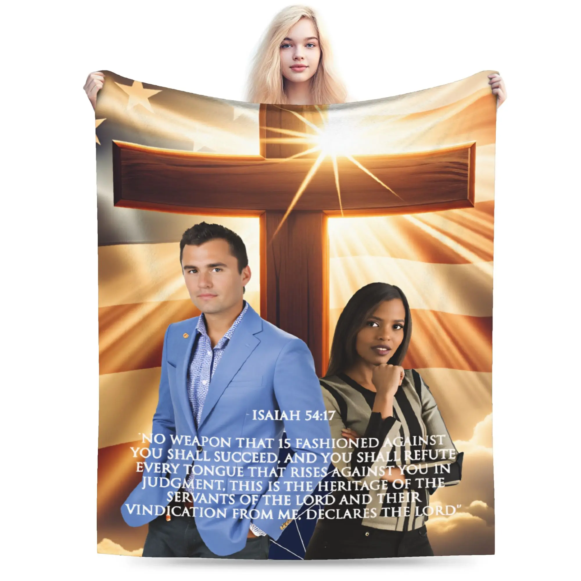 Charlie Kirk Angelic Advocate Met George Floyd Deken Meisjes Flanel Gooi Deken Voor Woonkamer Zachte Kwaliteit Sprei Cadeau