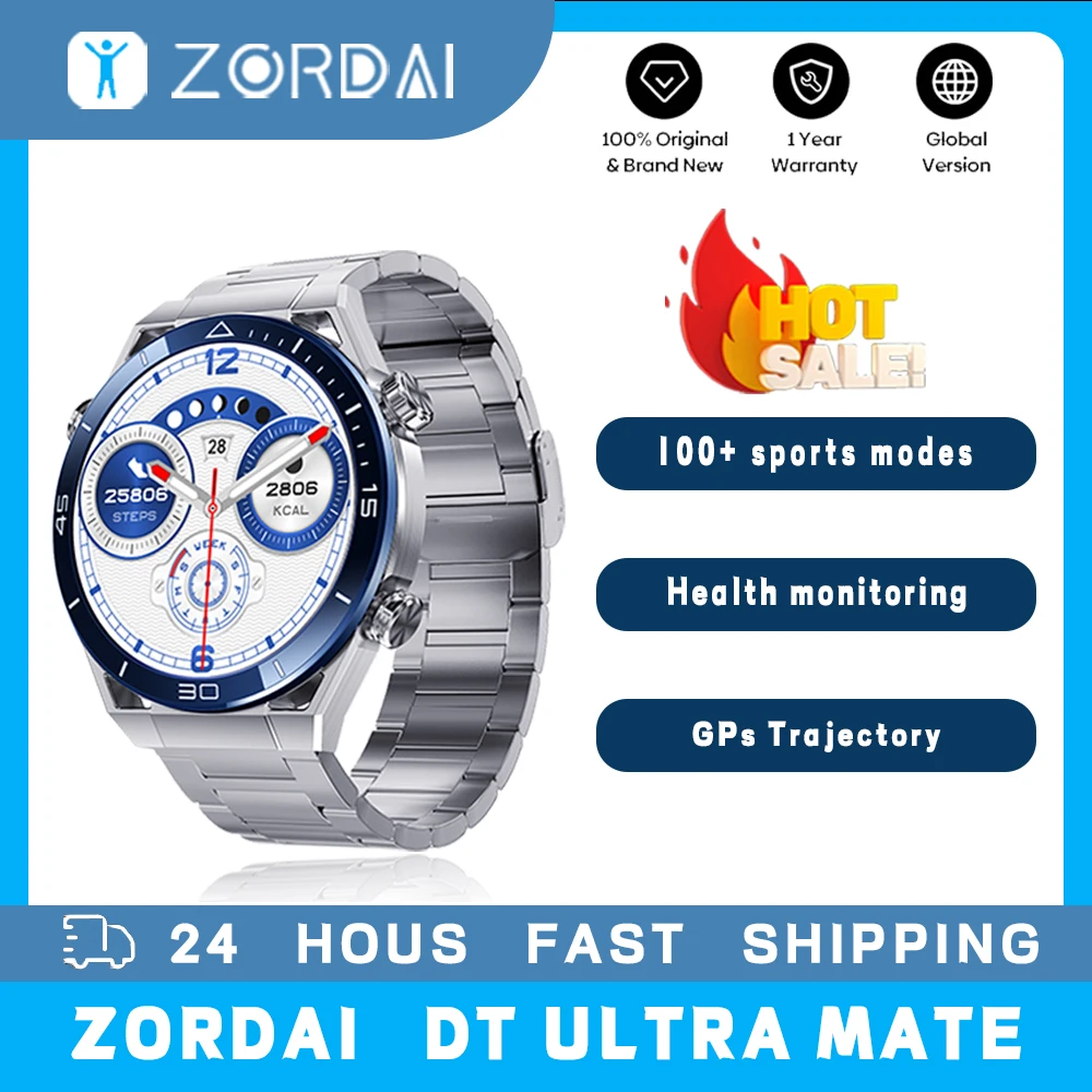 ZORDAI DT Ultra Mate Smart Watch for Men For Business Sports NFC IP68 Waterproof BT Call Relojes Heart Rate Tracker Month Sleep