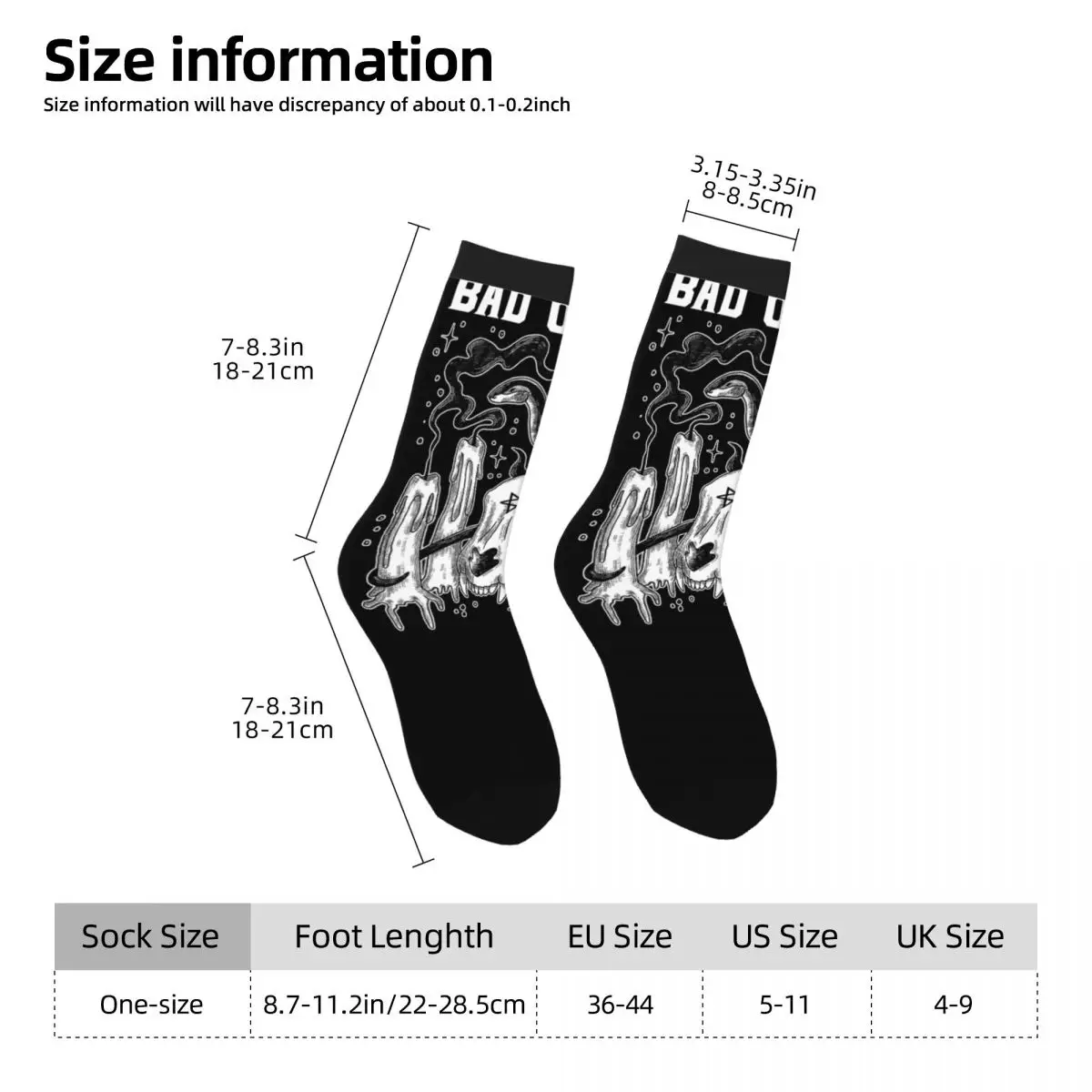 Autumn Winter Funny Women Men Bad Omens Snake And Skull Socks Music Band Sweat Absorbing Crew Socks