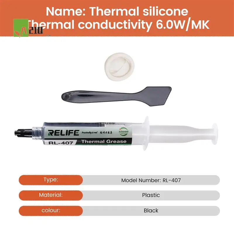 

A21Q-RELIFE RL-407 Термическая кремнеземная охлаждающая паста для процессора Электронные компоненты для процессора Охлаждающая универсальная термосиликоновая паста