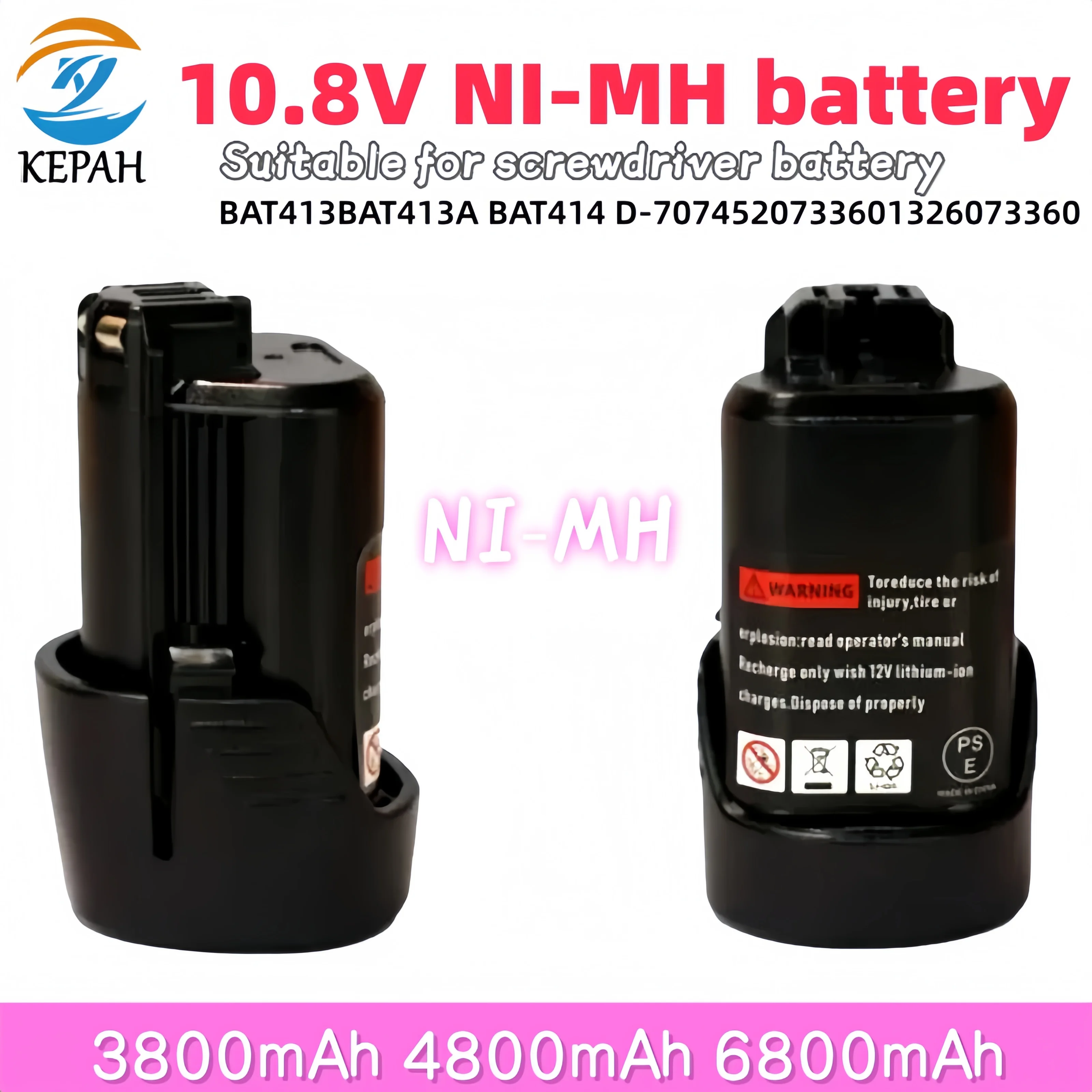 10.8V 6.8Ah Li-ion Battery | For Bosch, Fits BAT412A/BAT414/BAT411/BAT412, Compatible with D-70745/2607336014/BAT420/GSR 120-LI