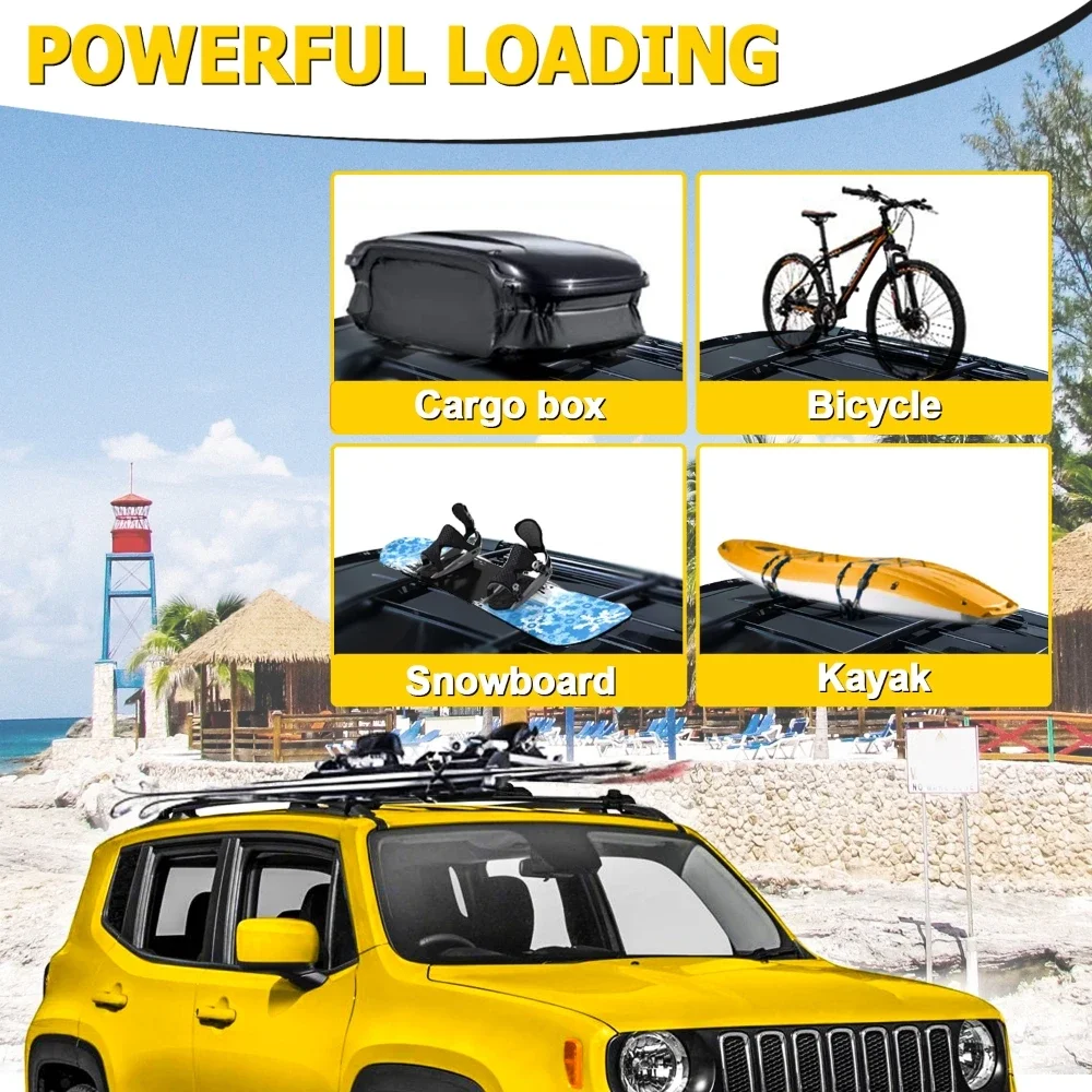 ACE-1 Barres De Toit Pour Jeep Renegade (BU) 2014-2025 - 2 Barres Aluminium Noir Porte-Bagages