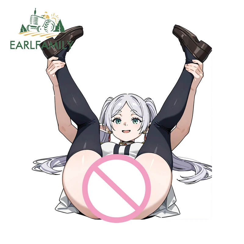 

EARLFAMILY Frieren Lift Legs Car Stickers Personality Loli Show Privacy Rearview Mirror Surfboard Decal DIY Sunscreen Decor