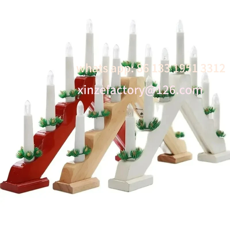 

Customizable Christmas Candle Holders Table LED Window Decoration Wooden Candlestick Holder Decor Light Decoration