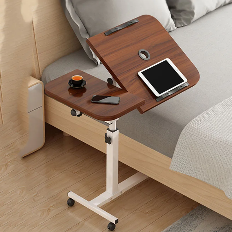 Adjustable Small Laptop Computer Desk Wheels Bedroom Mini Portable Side Table Corner Coffee Writing Muebles Home Garden OA50CD