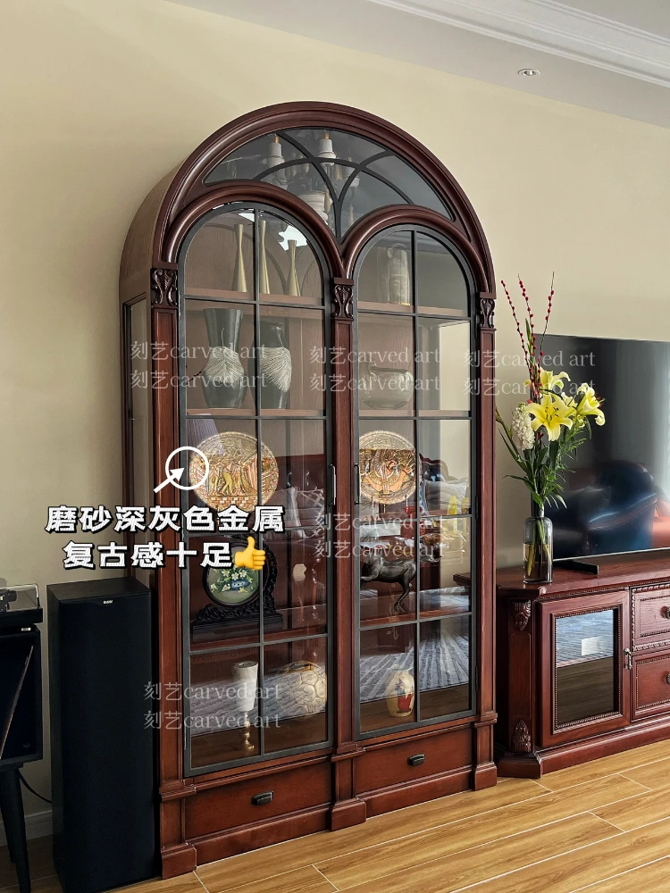 Architectural Revival Arched Half Round Wine Cabinet