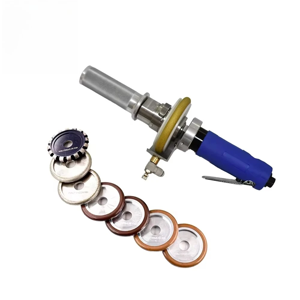 Pneumatic wet polishing and grooving machine for edge finishing of marble and granite stone