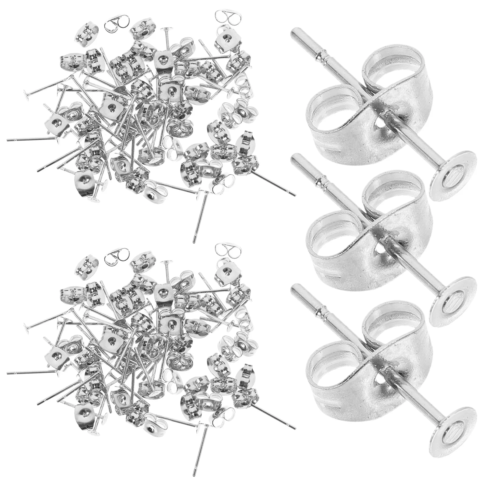 

50 шт., стойки для сережек с плоской головкой и задней частью для сережек-гвоздиков «сделай сам», материал для изготовления ювелирных изделий, набор аксессуаров для рукоделия, стойки для сережек