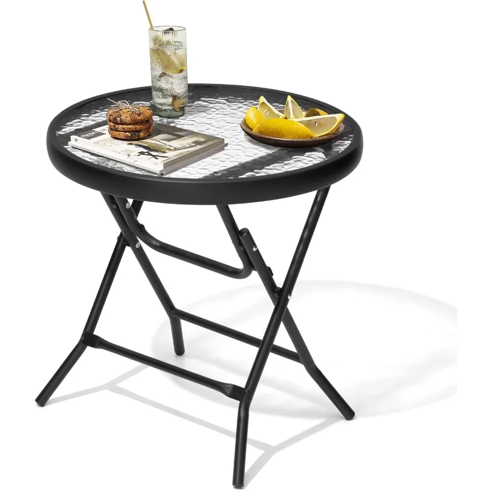 屋外サイドテーブル - 小型パティオエンドテーブル全天候型、パティオ家具セット、プール、バルコニー、デッキ用の屋外家具