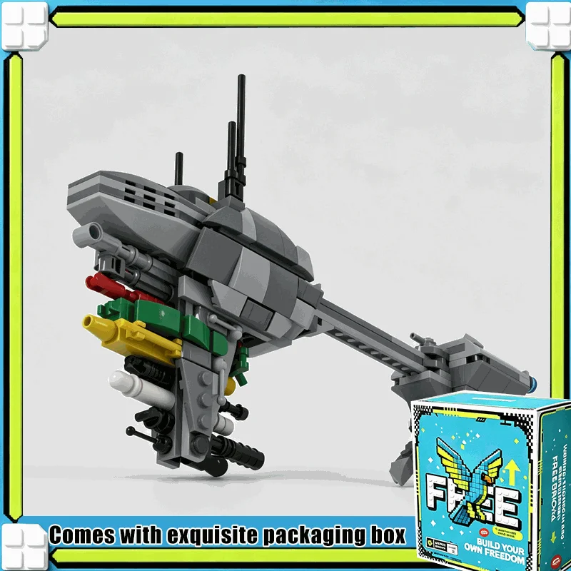 347PCS Grey Long Hull Escort Frigate Building Blocks Sci Fi Space Cruiser Model Custom Puzzle DIY Assembly Display Gift Set