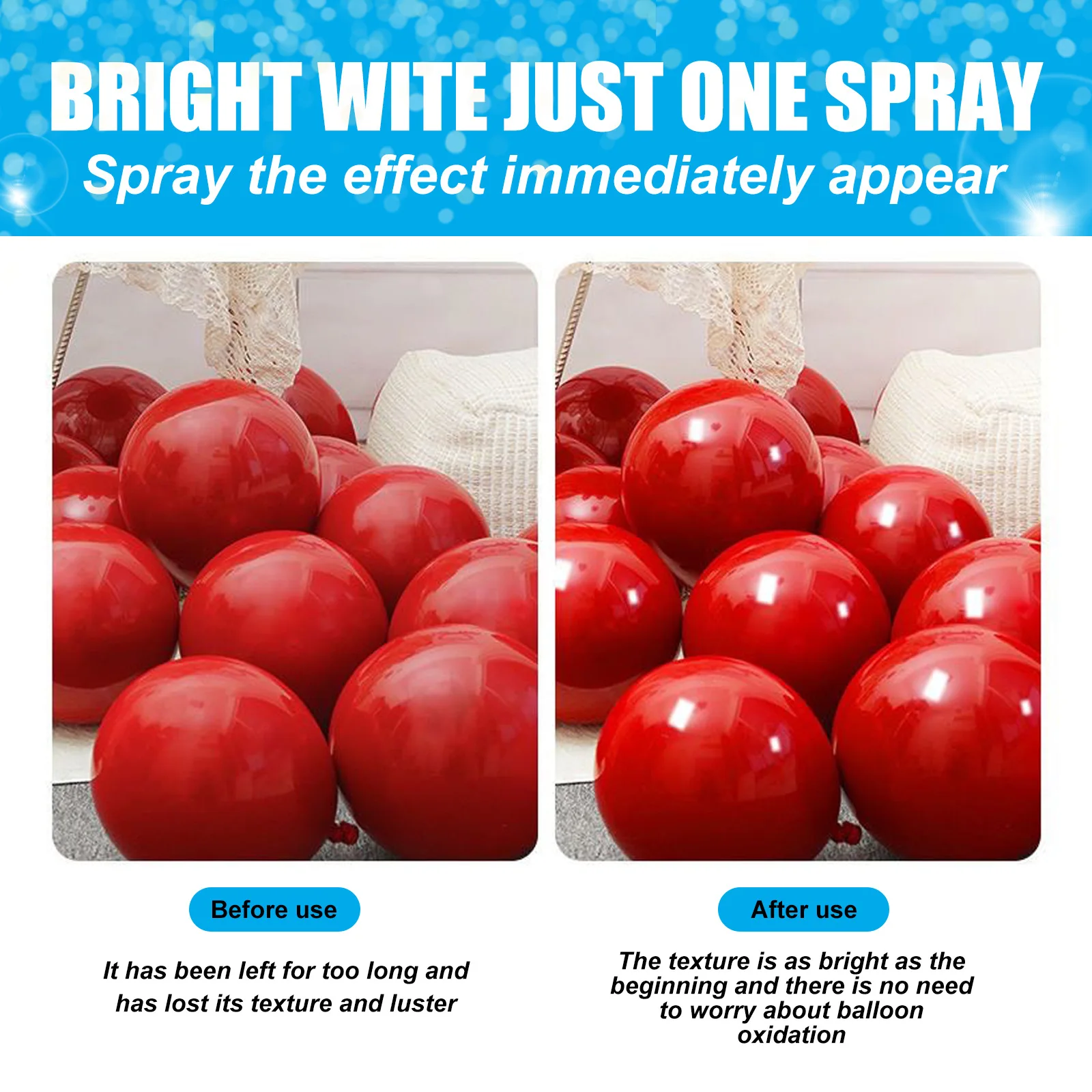 Balloon Shiny Spray Colorful High Gloss Prevent Oxidation Anti Fading Polish Birthday Party Decoration Balloon Brightener Spray