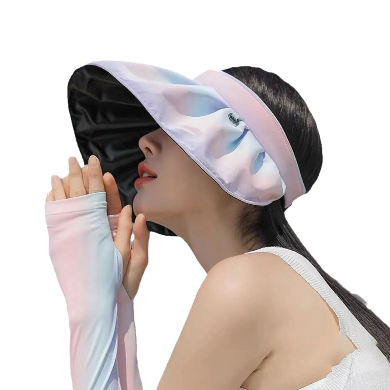 قوس قزح تغيير تدريجي اللون فارغة قبعة الشمس الصيف قبعة الحماية من الشمس قذيفة قبعة في الهواء الطلق المحمولة المتداول عقال قبعة الشمس 2