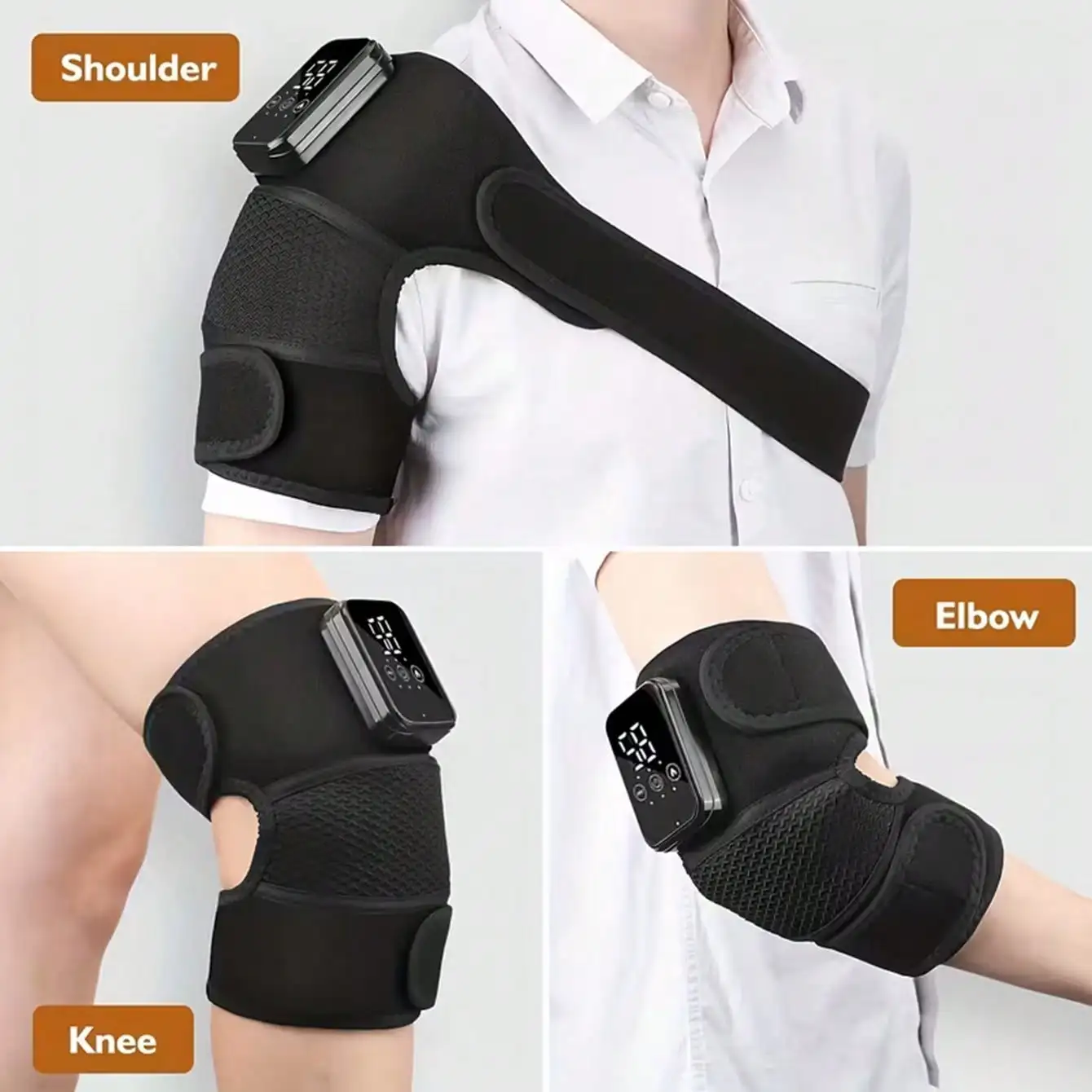 USB Rechargeable Heated Knee Massager, Electrically Heated Knee Pads For Shoulders And Elbows, Adjustable Vibration Temperature Design, Portable Knee Relaxation And Warming Massager, A Heartwarming Gift For Husbands/Elders.