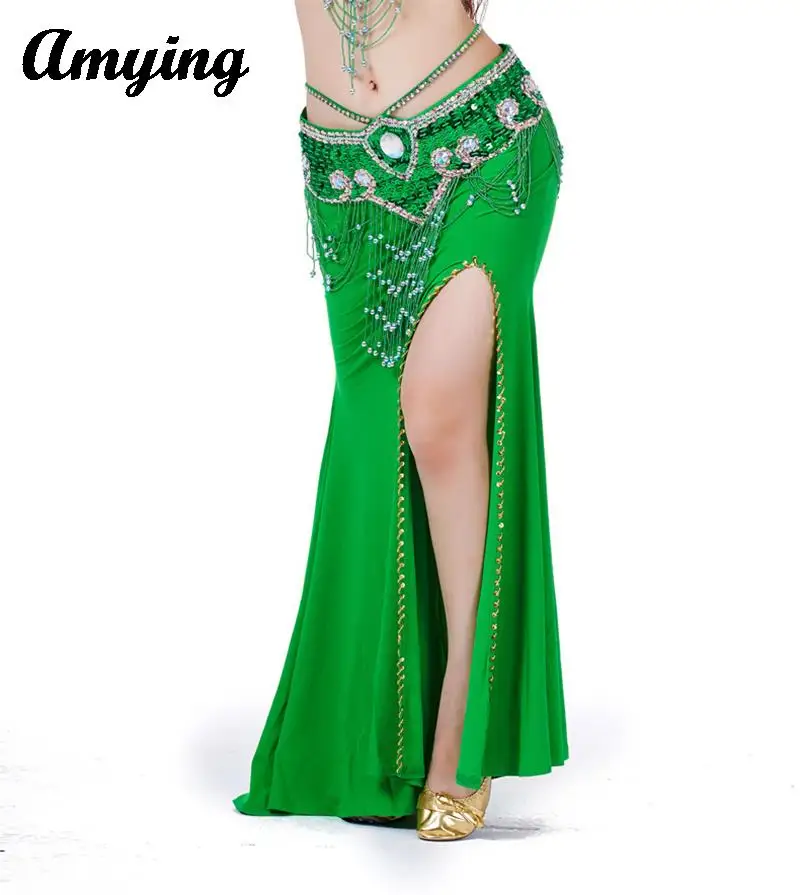 

Women Belly Dance Costume High-end Clothing Indian Dance Stage Performance Practice Clothing Adults Ladies Wear Split Long Skirt