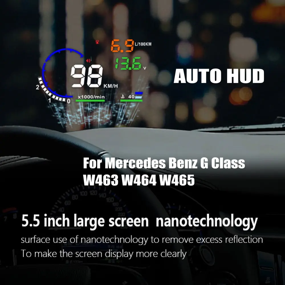 Car LED Windshield Projection HUD Head Up Display For Mercedes Benz G Class W463 W464 W465 2001-2026