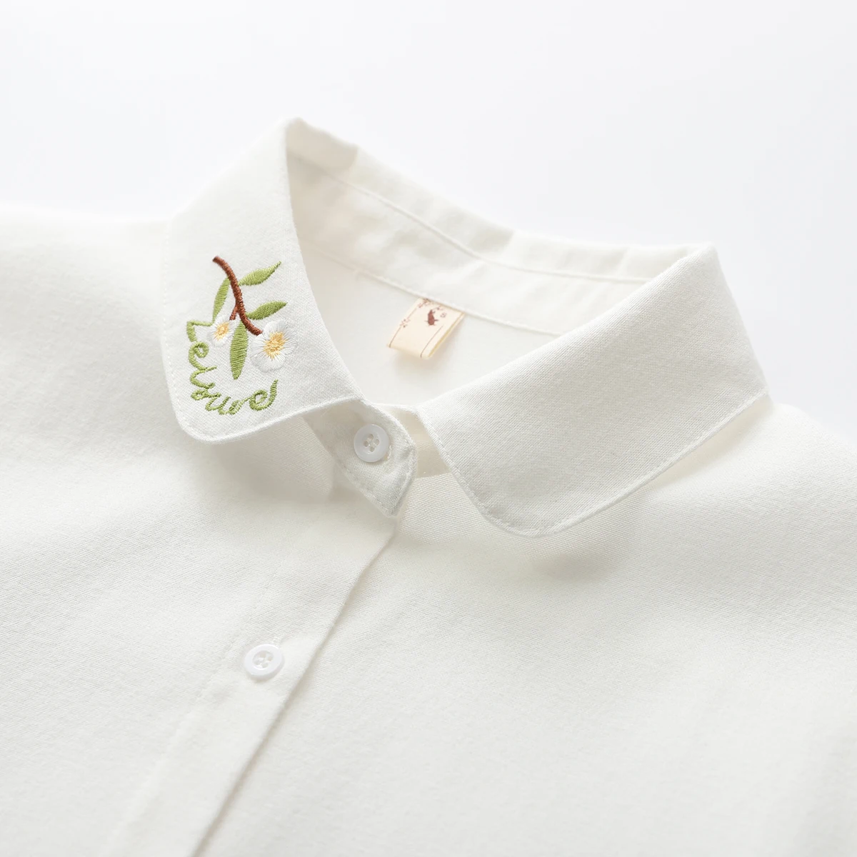 Collar Embroidery Cotton Shirt Women Tops 2023 New Casual Loose White Blue Ladies Long Sleeve Blouse Fresh Preppy Lady Clothes