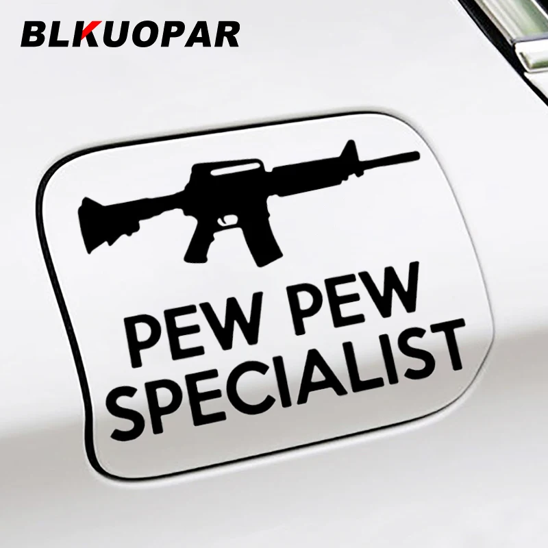 

BLKUOPAR PEW SPECIALIST M4A1 Gun Scratch-Proof Graphics Car Stickers Helmet Motorcycle Windshield Decal RV VAN Surfboard Styling