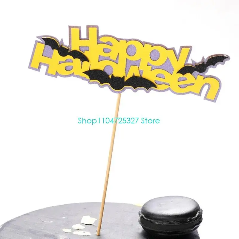 D8KF Halloweens Party Cake Decorations Set Witches Spirit Bat Spiders Pumpkins Design Safe Cup Cake Accessories