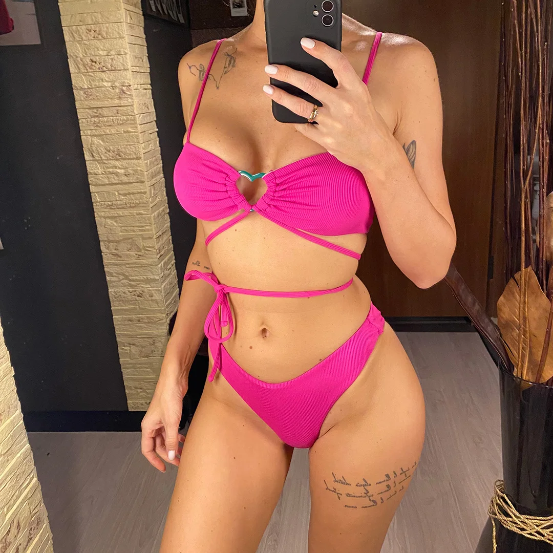 Wrap-Around-Bikini mit Rock und Tanga, Damen-Badebekleidung, dreiteiliger Bikini-Set, Badeanzug, Damen-Bikini V4071 – Detail 19