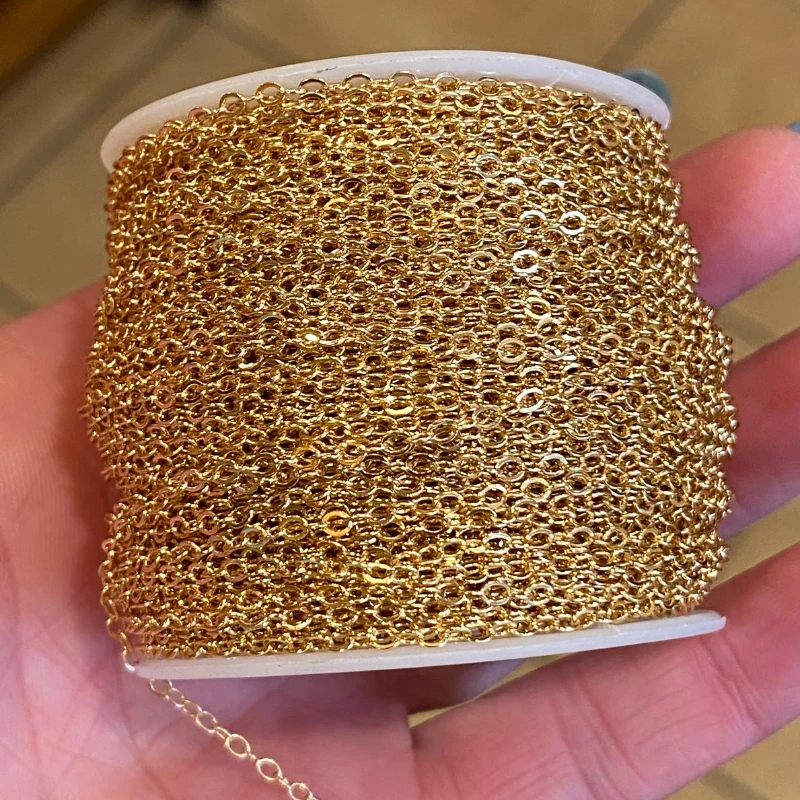 

5/10M/lot Gold Color Rhodium Copper Bulk Fine Necklace Chain for DIY Jewelry Making Supplies Chains Findings Accessories