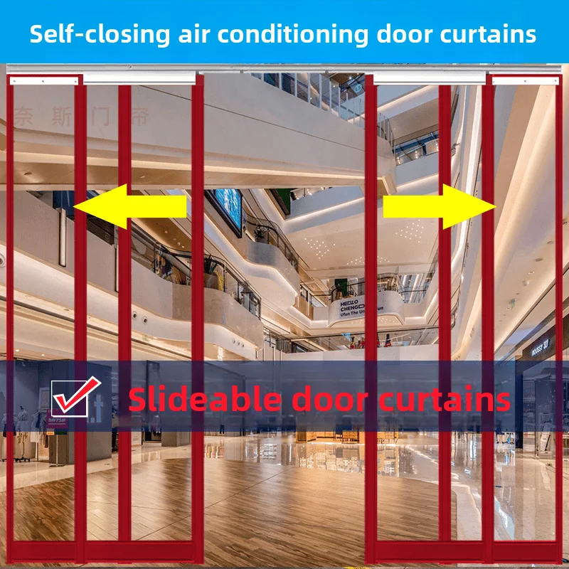 

Commercial ade Door Curtain Sliding Tra Partition Curtain Windproof PVC Transparent for Home Use Busin Store
