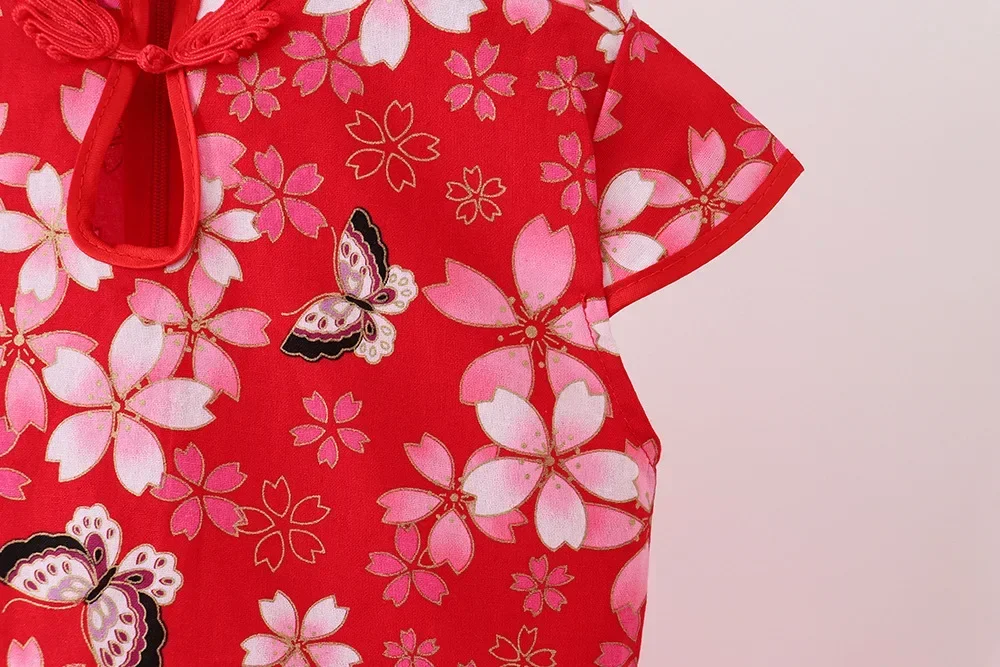 Rotes Sommerkleid für Kinder, Qipao, chinesische Mode, Performance-Cheongsam, Netzstoff, Prinzessinnenkleider, Tanzkleidung für Kinder, Vestidos – Detail 25