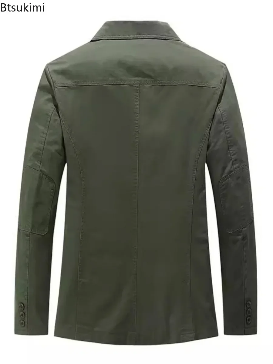 High Quality Men's 100% Cotton Suit Jackets Fashion Slim Fit Solid Blazer Coats Men Business Casual Single Breasted Suit Coats