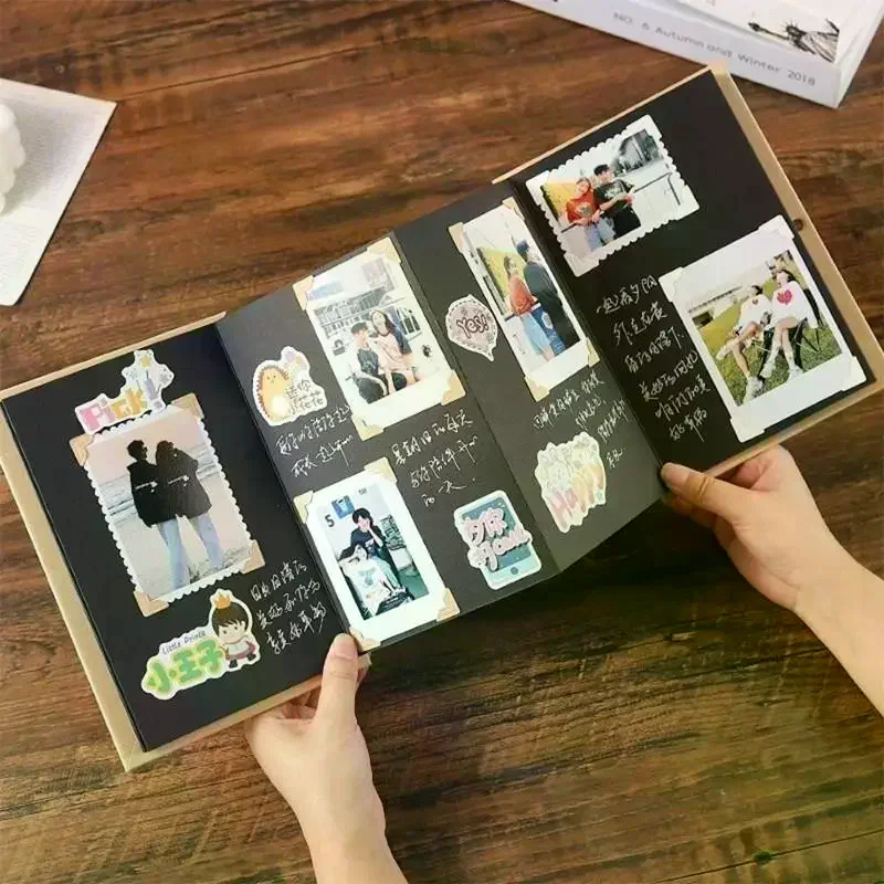 Valentine's Day Gift 18 Page Accordion Photo Album Foldable Kraft Paper DIY Memory Book for Couple Sweet Memory Collection