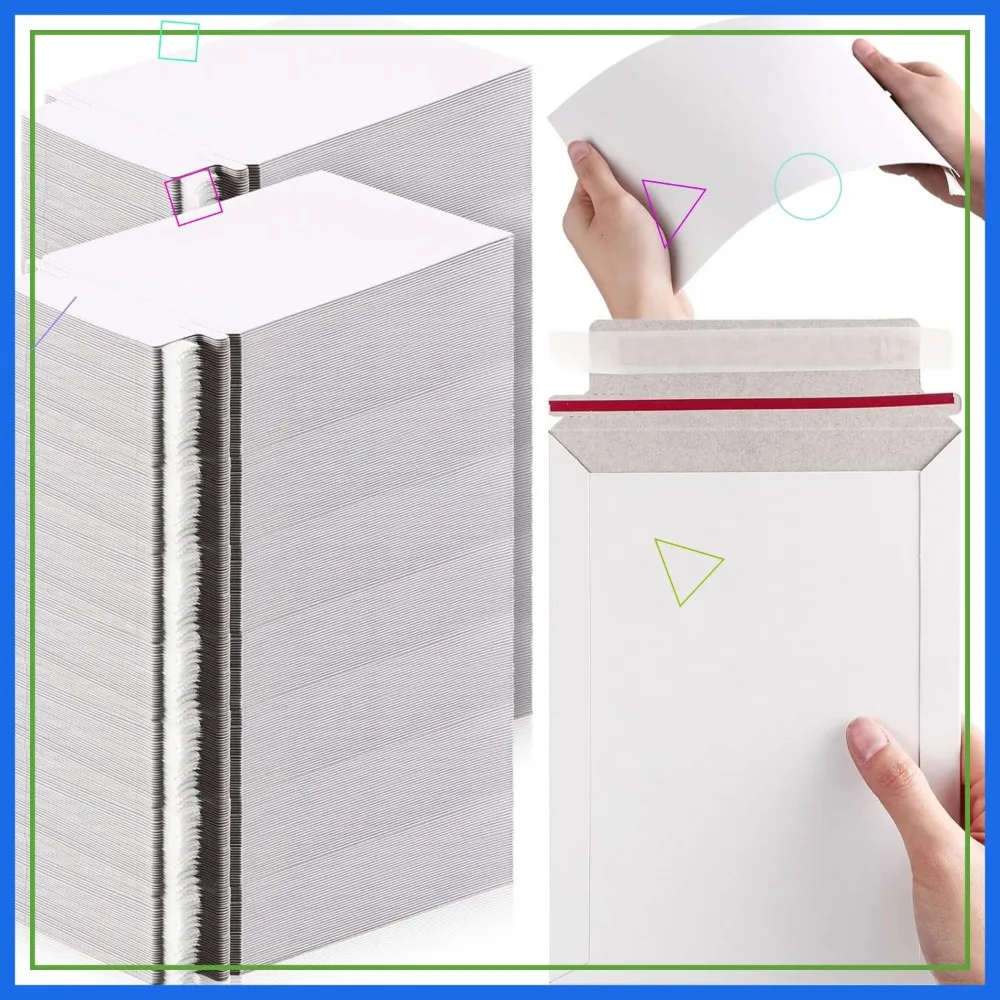 

350 Pcs 6x8 Rigid Photo Mailers, 350gsm Thick White Cardboard Envelopes with Self Adhesive for Photos Artwork CDs