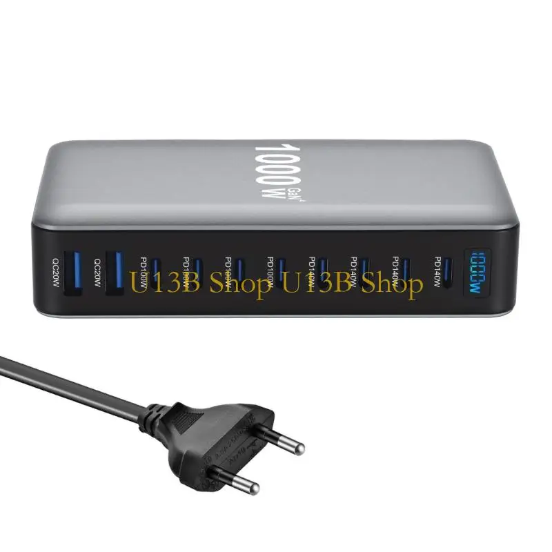 

U13B Зарядное устройство на основе нитрида галлия 1000 Вт PD Универсальный адаптер питания для быстрой зарядки с легким корпусом