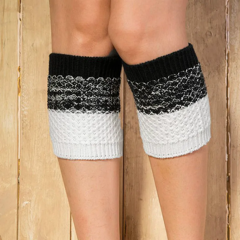 2024 Autumn Winter Wool Impact Color Leg Sleeve Knitted Cuff Warm Socks Crochet Boot Gaiters Warmers 1pair