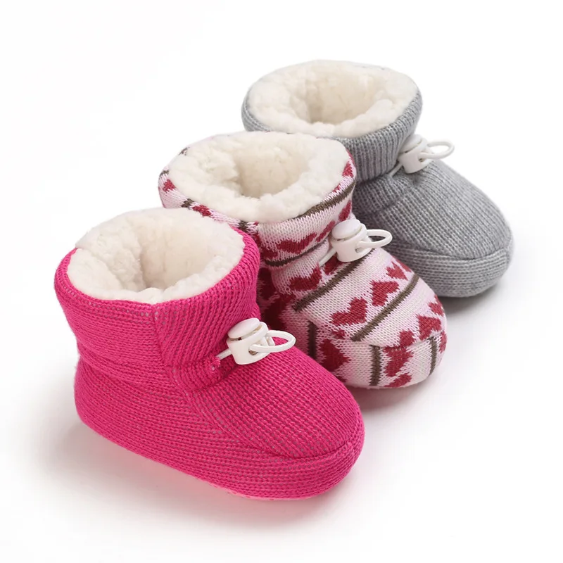 

0-1Y Cute Baby Shoes Infant First Walkers Winter Snow Boots for Boys Girls Warm Thickened Soft-Soled Boots for Newborn Toddlers