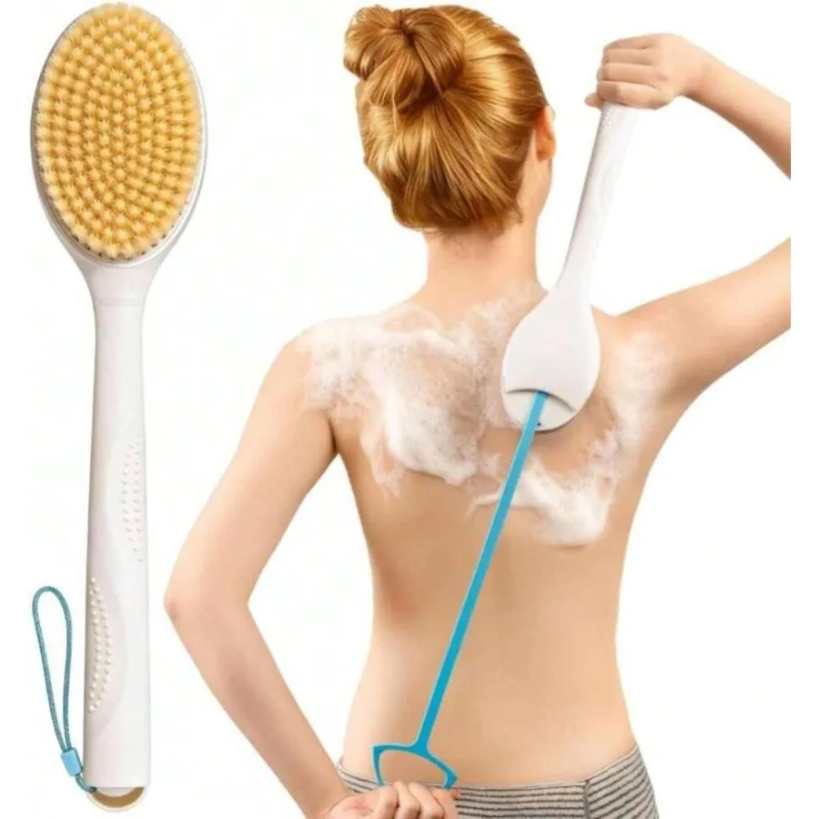 

【New style】BUBBLEDANCE Back Scrubber For Shower, Shower Brush With Extendable Long Handle 175~319 Inch , Anti-Slip Body Exfolia