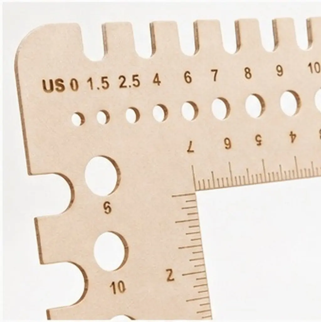 2Pcs Wooden Knitting Needle Gauge Ruler Metric Imperial Measuring Tool for Yarn Wraps Per Inch Crochet Weaving Sewing Crafts