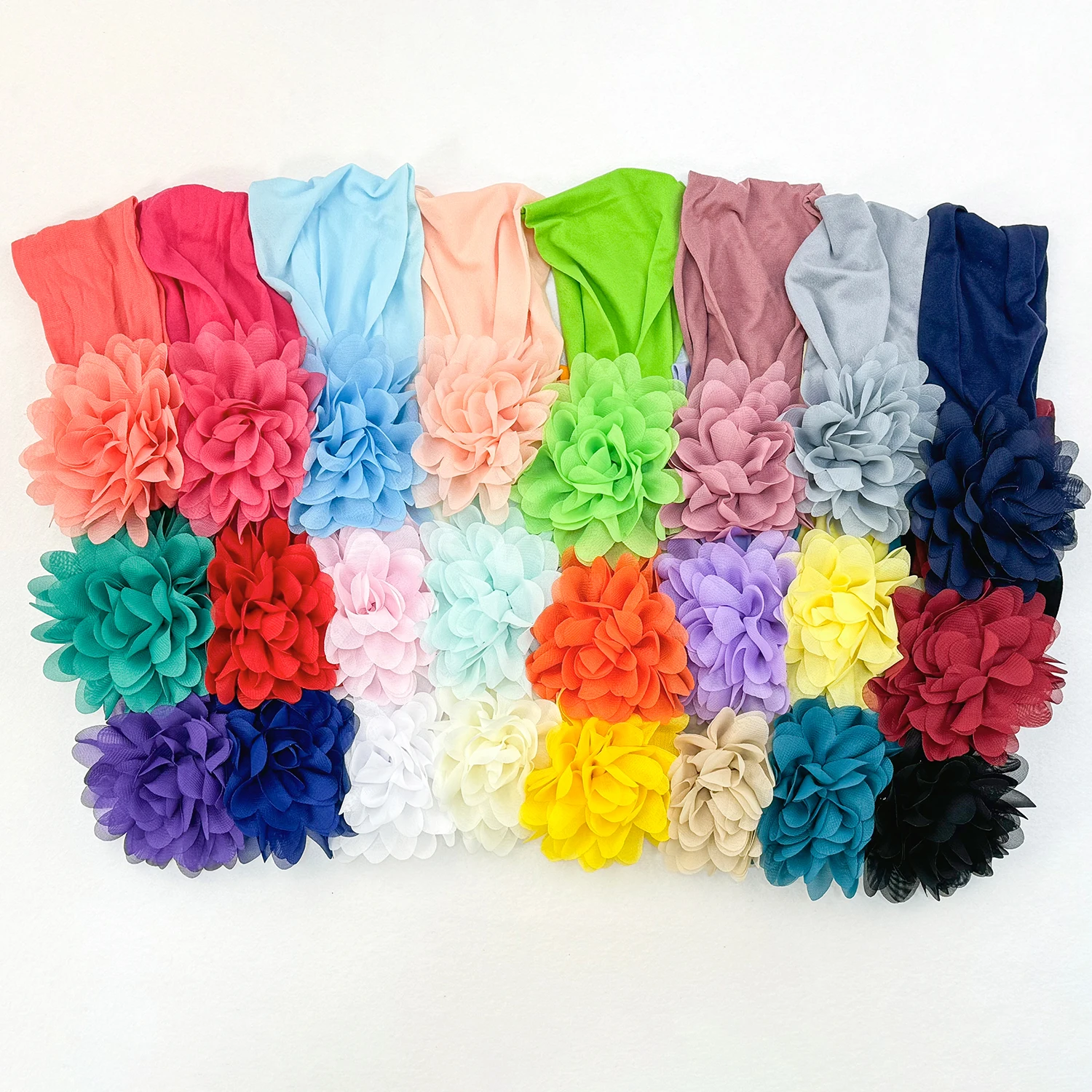 3PCS Chiffon Flower Headbands Elastic Headbands for Baby Newborn Girl Children Turban Infant Flower Headband Hair Accessories