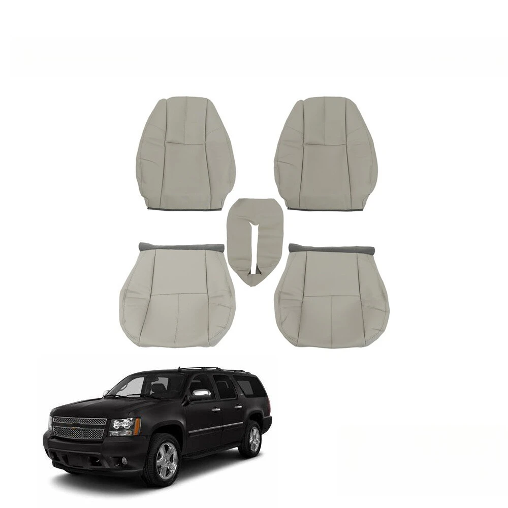 For Chevy Tahoe GMC 2007-2014 Gray Seat Cover Driver & Passenger Bottom Top