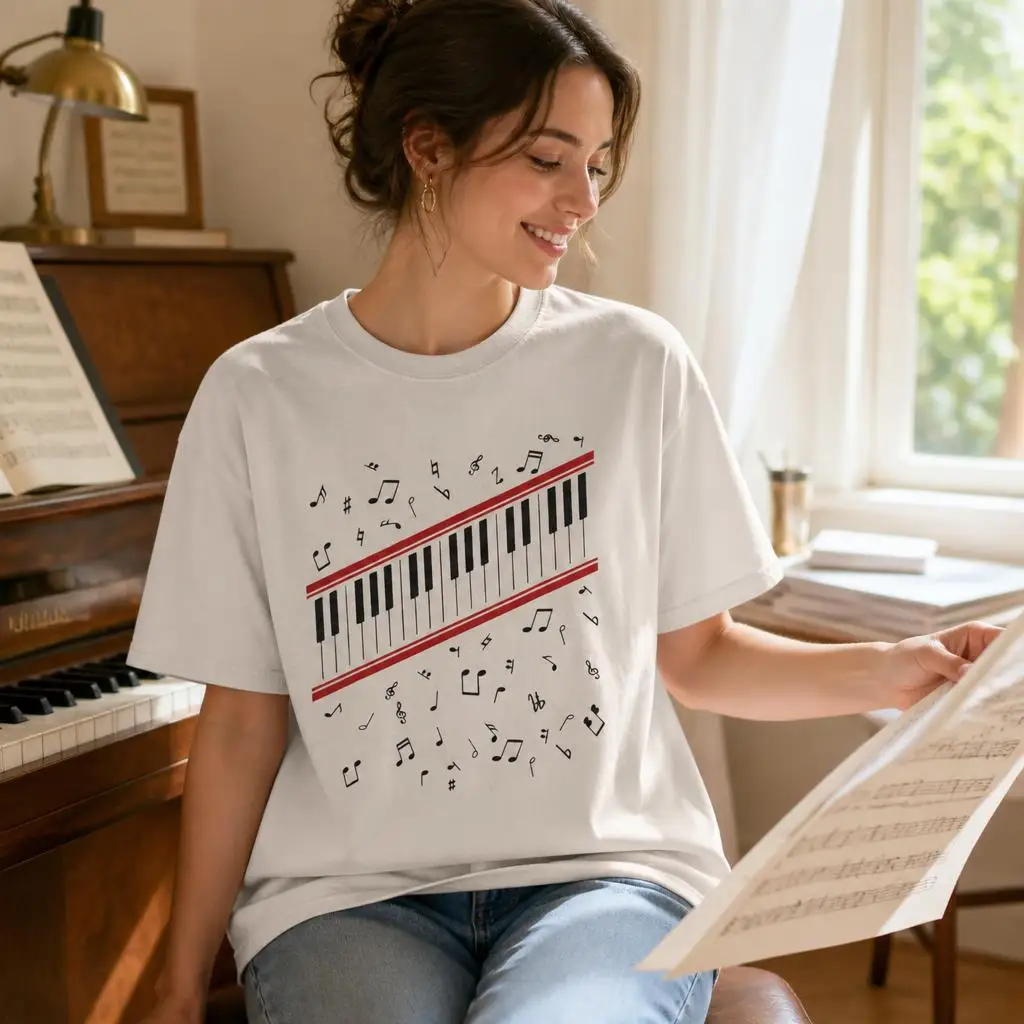 Camisetas divertidas de Beat It Piano Beat Music para cosplayer, camisetas clásicas de algodón puro, camisetas de manga corta, ropa unisex