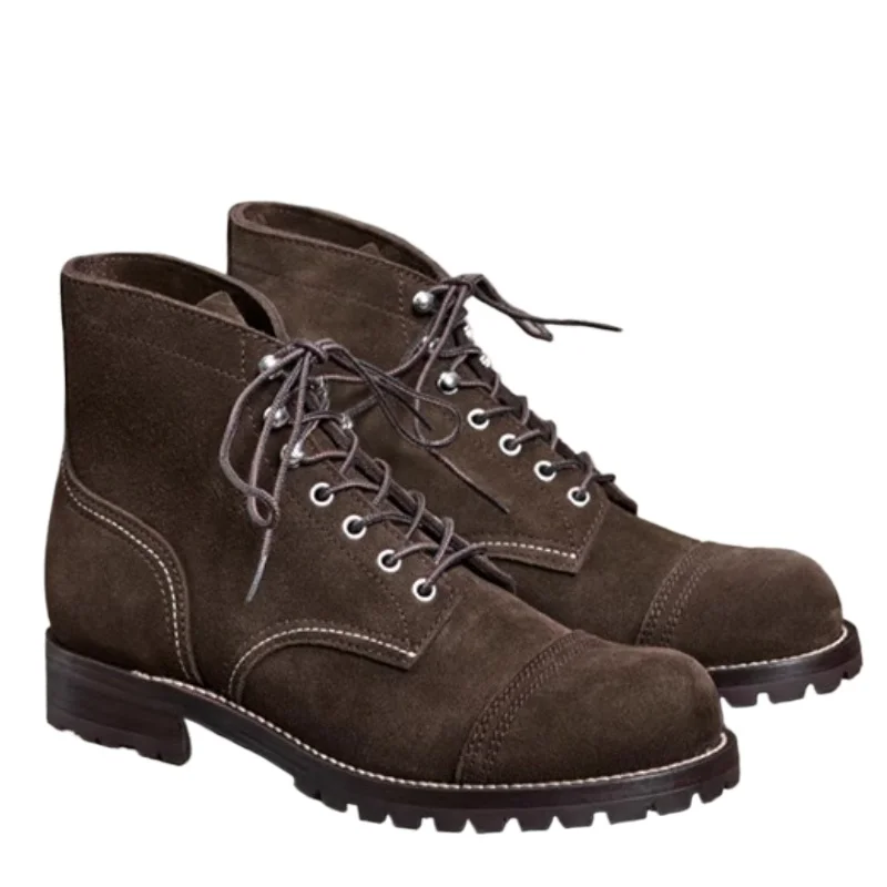 

British Retro High-end Leather Boots Shoes Men's Comfortable Breathable Hand-sewn Anti-velvet Cowhide Italian V Sole Work Boots