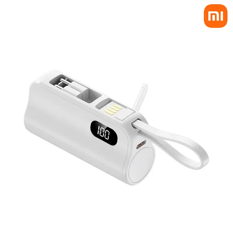 باور بانك صغير جديد من Xiaomi، بطارية محمولة بقدرة 10000 مللي أمبير في الساعة مع كابل شحن لهاتف iPhone Samsung Huawei