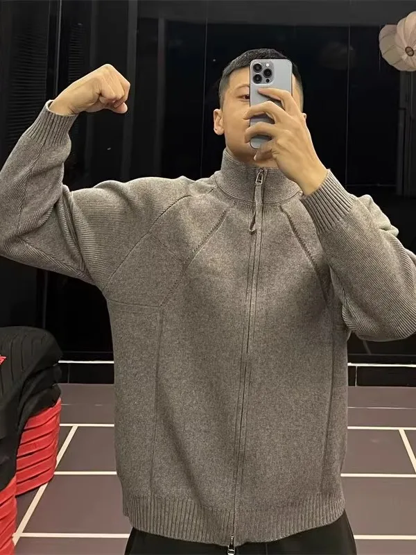 

Мужской вязаный свитер Thiened с высоким воротником на молнии, осенне-зимний, теплый, дышащий, из полиэстера