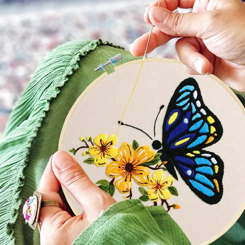 Zestaw startowy do haftowania, zestaw do wzory haftu, w tym hafciarskie pierścienie do haftowania bambusowego haftu, szwy, hobby kobiet